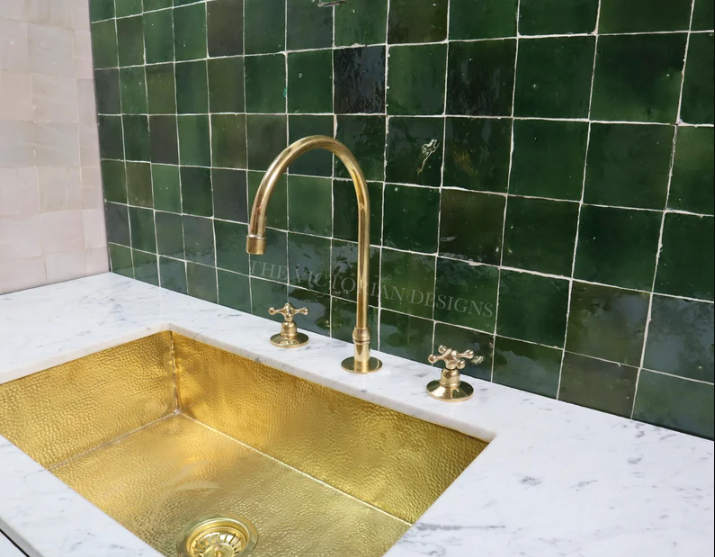Unlacquered Brass Gooseneck Deck Mounted Kitchen Faucet - Triazadesigns