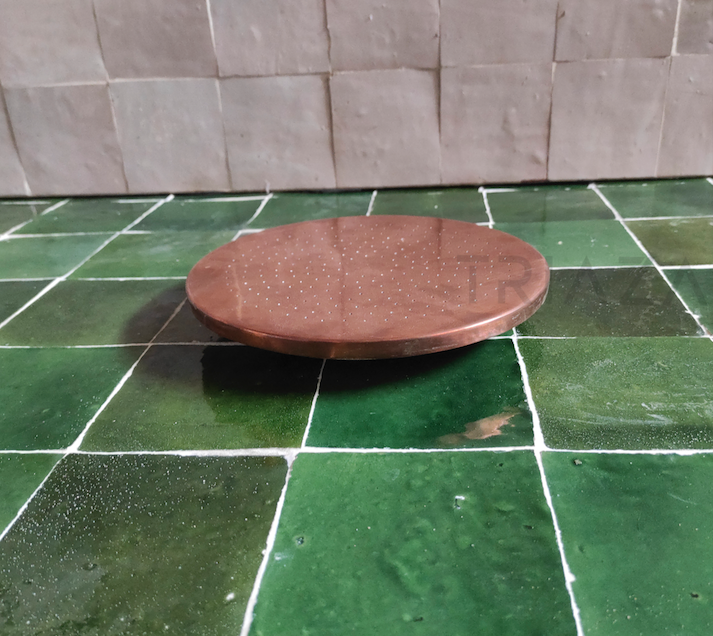 Unlacquered copper showerhead - Flat Round Style - Triazadesigns