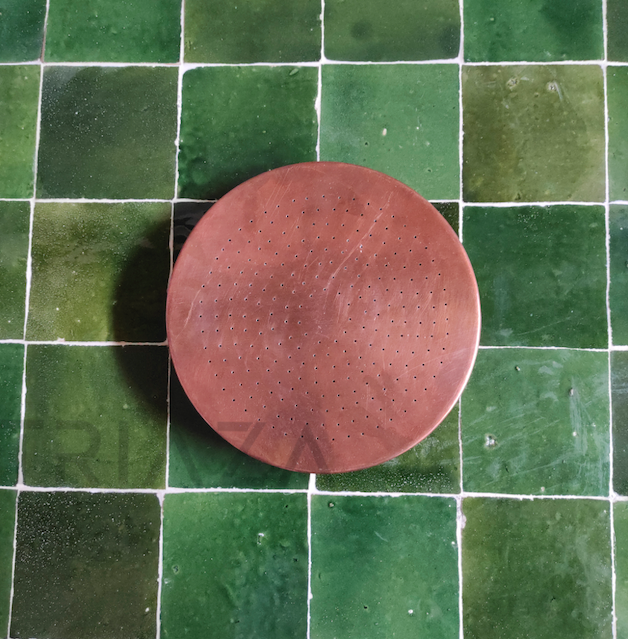 Unlacquered copper showerhead - Flat Round Style - Triazadesigns