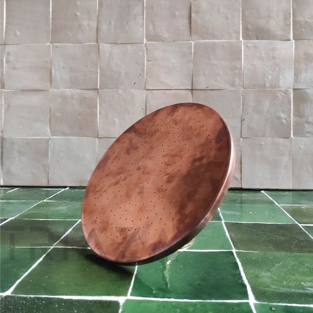 Unlacquered copper showerhead - Flat Round Style - Triazadesigns