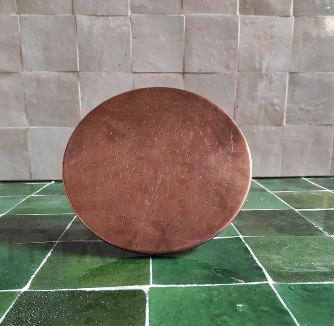 Unlacquered copper showerhead - Flat Round Style - Triazadesigns