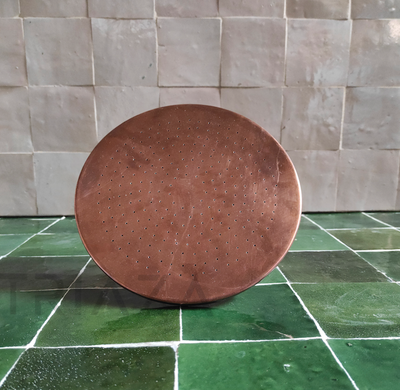 Unlacquered copper showerhead - Flat Round Style - Triazadesigns