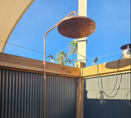Unlacquered copper showerhead - Flat Round Style - Triazadesigns
