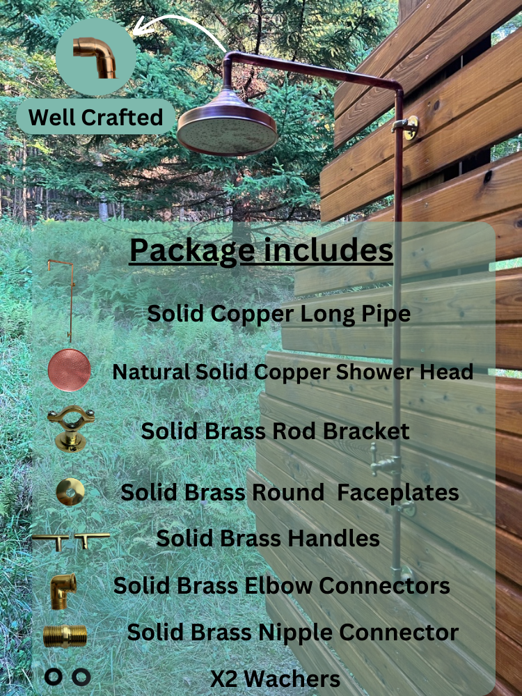 Unlacquered solid copper shower - outdoor copper shower - only cold or hot water - Triazadesigns
