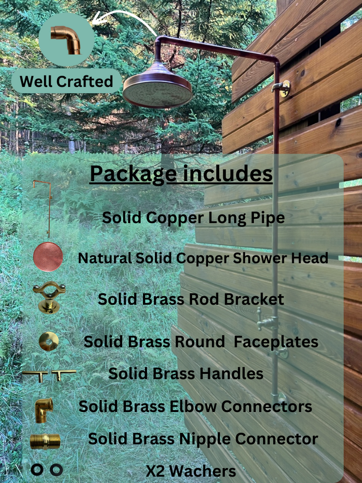 Unlacquered solid copper shower - outdoor copper shower - only cold or hot water - Triazadesigns