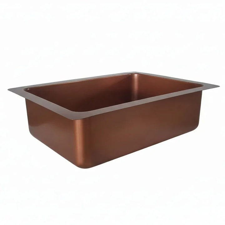 Solid Copper Undermount Kitchen Sink – Handcrafted Hammered Single Bowl (Living Finish)