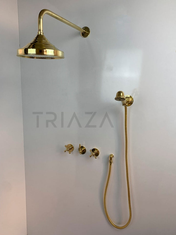 UNLACQUERED BRASS LUXURY SHOWER HEADS - Triazadesigns