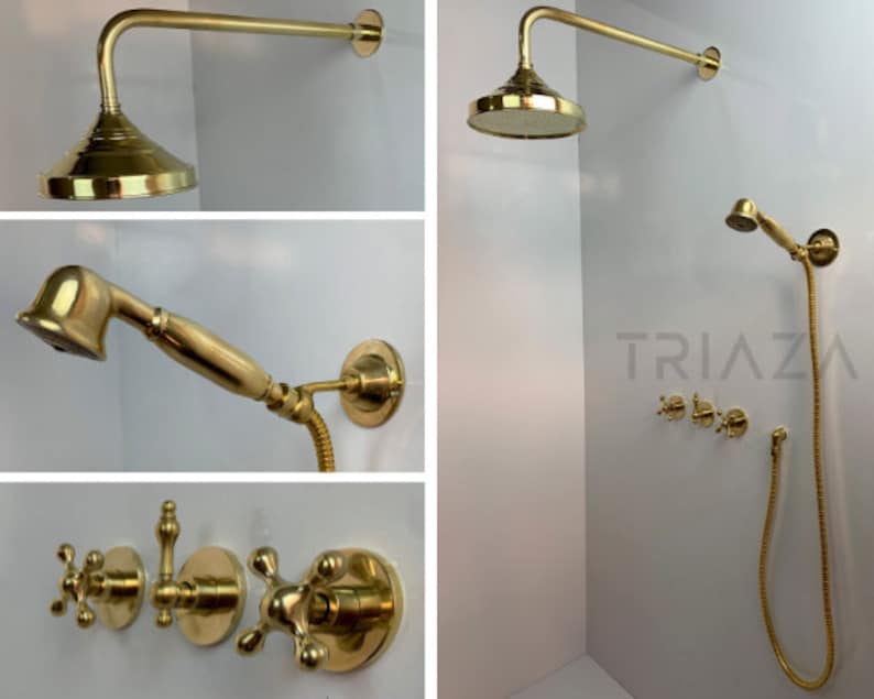 UNLACQUERED BRASS LUXURY SHOWER HEADS - Triazadesigns