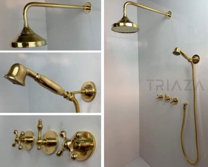 UNLACQUERED BRASS LUXURY SHOWER HEADS - Triazadesigns