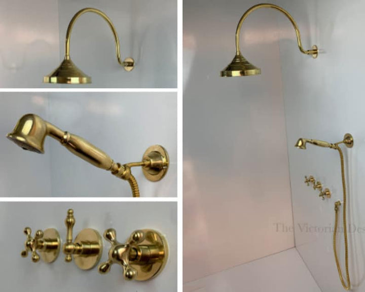 UNLACQUERED BRASS LUXURY SHOWER HEADS - Triazadesigns