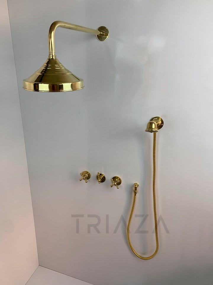 UNLACQUERED BRASS LUXURY SHOWER HEADS - Triazadesigns