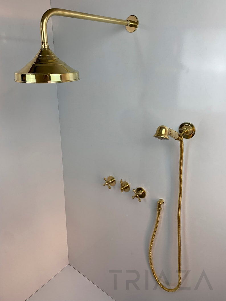 UNLACQUERED BRASS LUXURY SHOWER HEADS - Triazadesigns