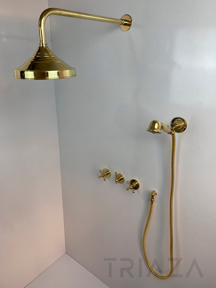 UNLACQUERED BRASS LUXURY SHOWER HEADS - Triazadesigns