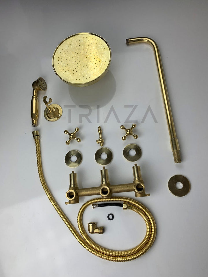 UNLACQUERED BRASS LUXURY SHOWER HEADS - Triazadesigns