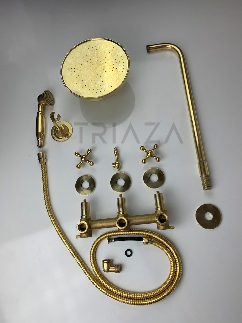 UNLACQUERED BRASS LUXURY SHOWER HEADS - Triazadesigns