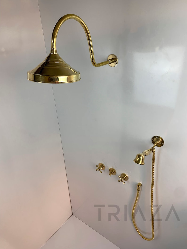 UNLACQUERED BRASS LUXURY SHOWER HEADS - Triazadesigns