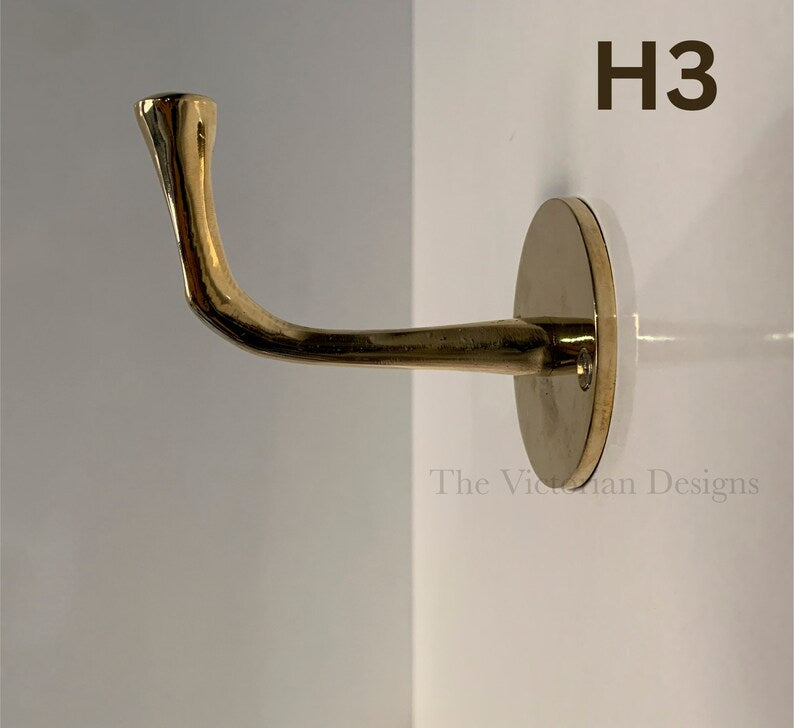 Handcrafted Unlacquered brass hooks for wall - Triazadesigns