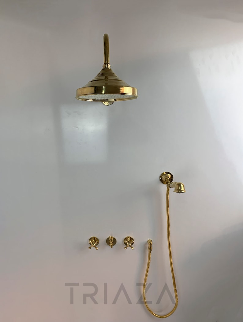 UNLACQUERED BRASS LUXURY SHOWER HEADS - Triazadesigns