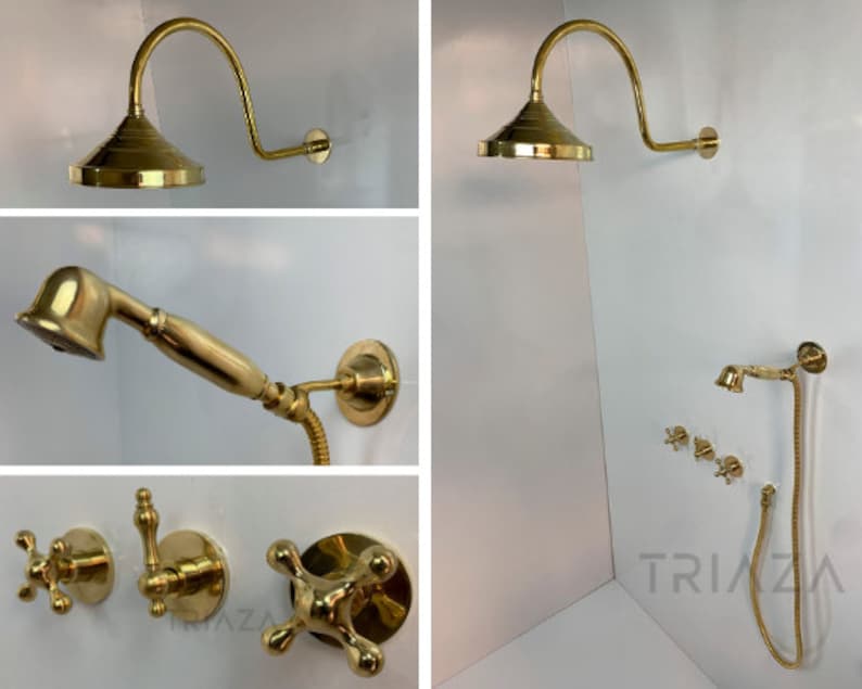 UNLACQUERED BRASS LUXURY SHOWER HEADS - Triazadesigns