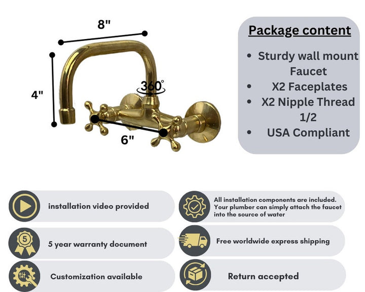 WALL MOUNTED UNLACQUERED BRASS FAUCET - Triazadesigns