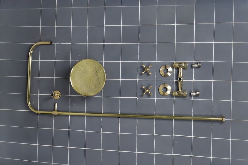 UNLACQUERED BRASS EXPOSED SHOWER HEAD - Triazadesigns