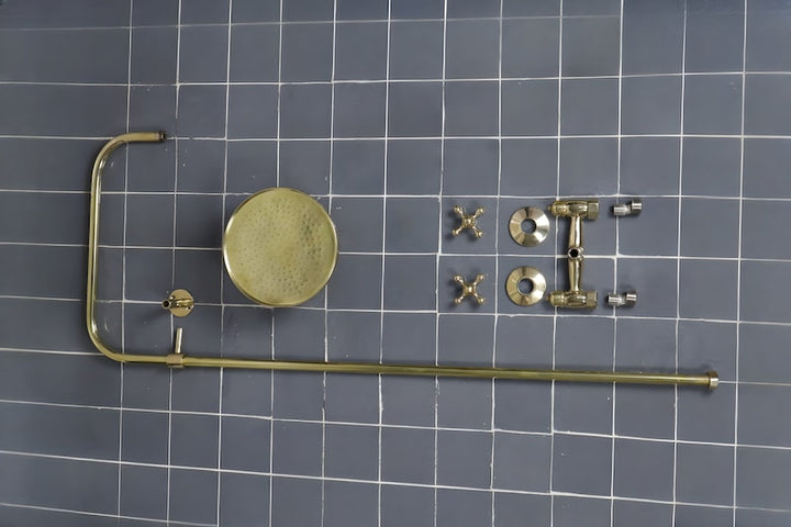 UNLACQUERED BRASS EXPOSED SHOWER HEAD - Triazadesigns