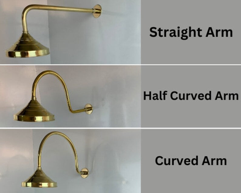 Unlacquered Brass Solid Brass Shower Head With Simple Arm - Triazadesigns