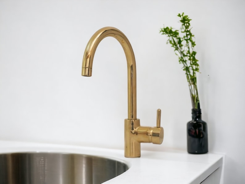 UNLACQUERED BRASS KITCHEN FAUCET 360 DEGREE - Triazadesigns