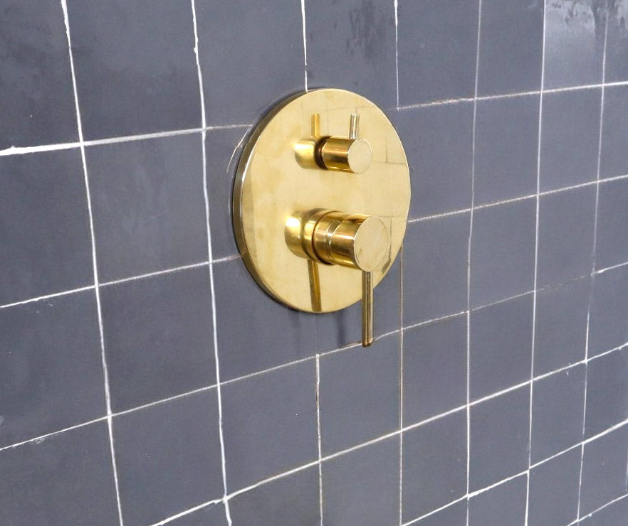 Antique Unlacquered Brass Shower System, Handheld Shower with customizable handles - Triazadesigns