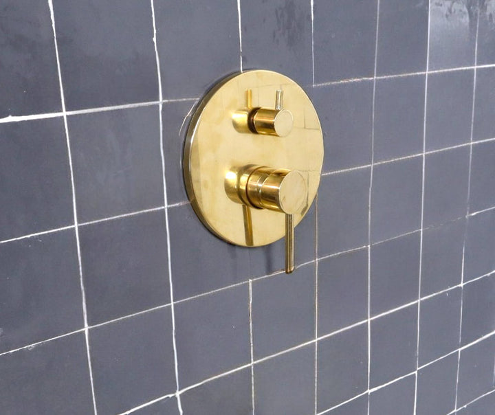 Antique Unlacquered Brass Shower System, Handheld Shower with customizable handles - Triazadesigns