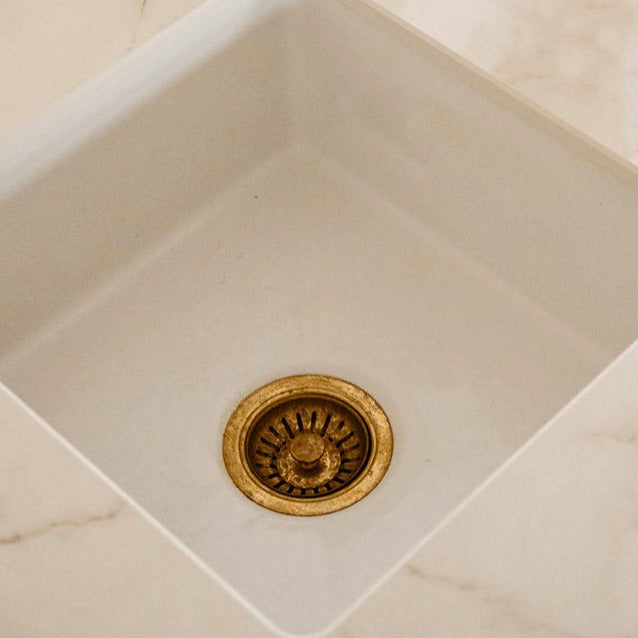 Unlacquered Brass Kitchen Sink Strainer - Drain Cover & Basket Strainer - Triazadesigns