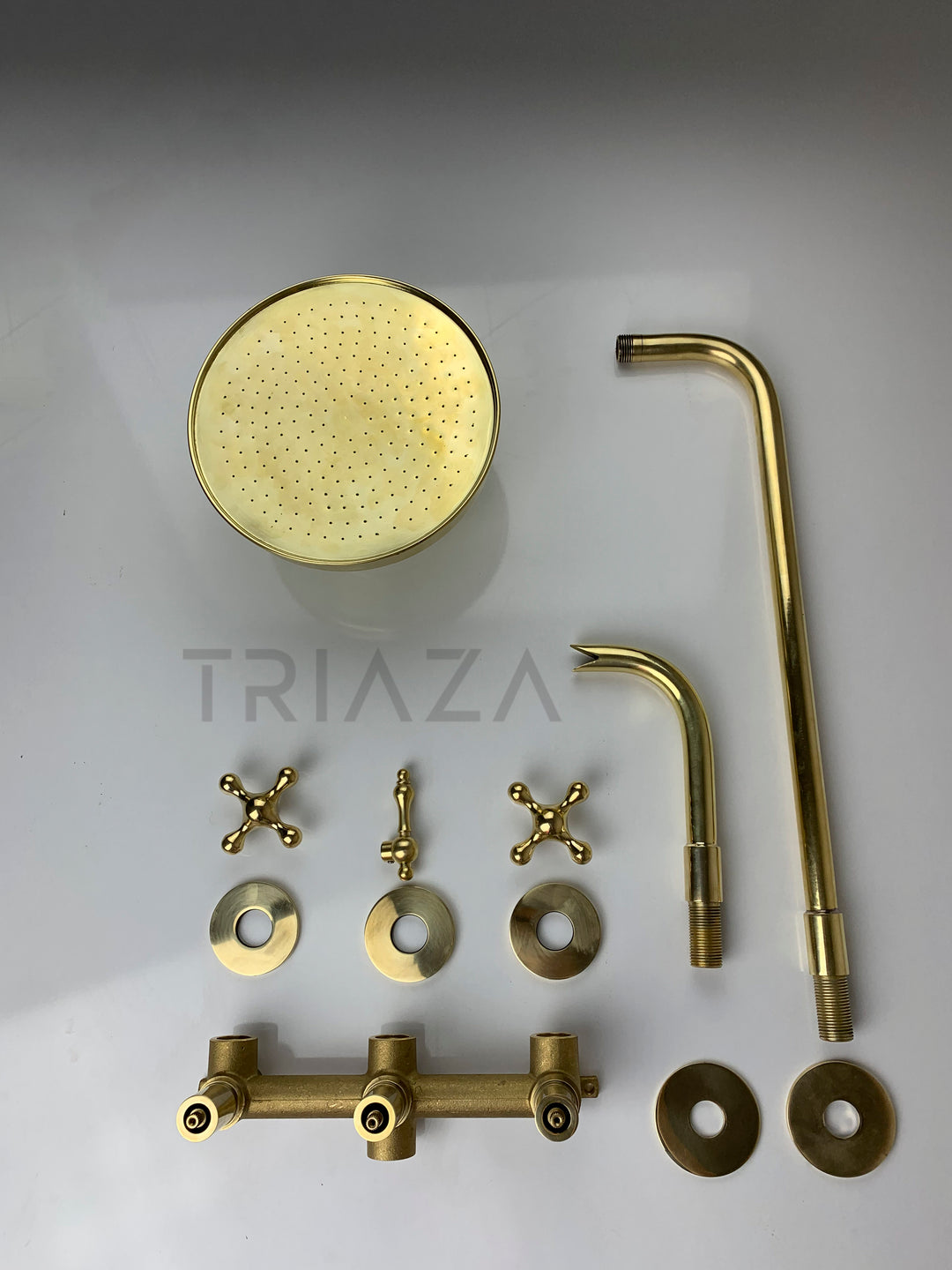 Unlacquered Brass Solid Brass Shower Head And Tub Filller - Triazadesigns
