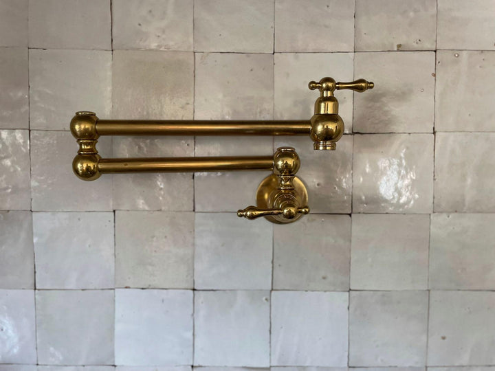 Unlacquered Brass Pot Filler with Cross Handle