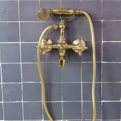 Unlacquered brass shower system set, Built in tub filler, Shower tub combo , brass bathtub - Triazadesigns