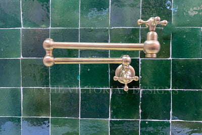 Unlacquered Brass Pot Filler with Cross Handle - Triazadesigns