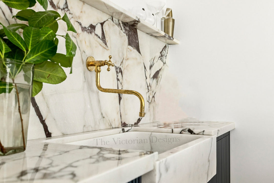 Unlacquered solid brass pot filler Faucet Single Handle - Triazadesigns