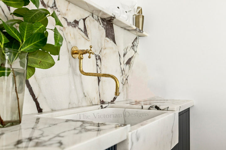 Unlacquered solid brass pot filler Faucet Single Handle - Triazadesigns