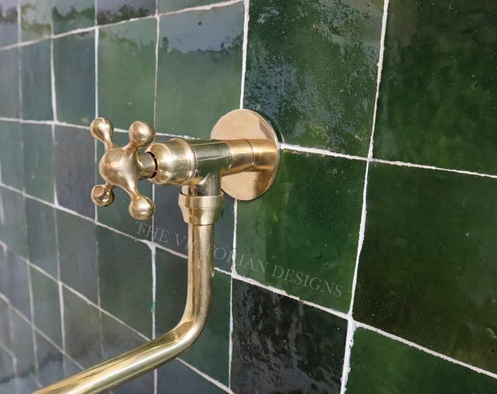 Unlacquered solid brass pot filler Faucet Single Handle - Triazadesigns