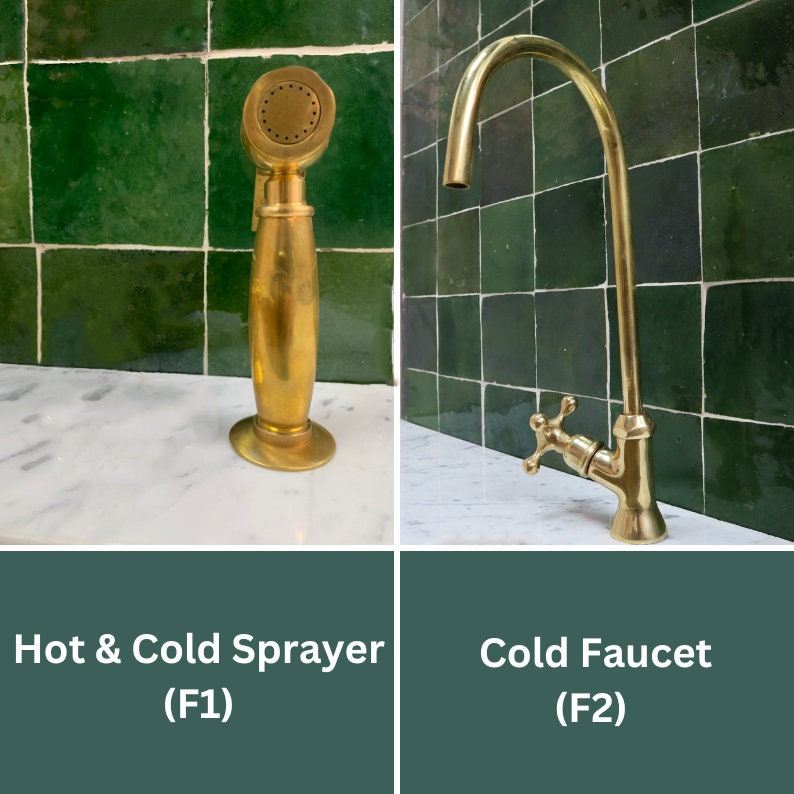 UNLACQUERED BRASS BRIDGE faucet with ball center - Triazadesigns