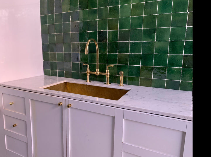 UNLACQUERED BRASS BRIDGE faucet with ball center - Triazadesigns