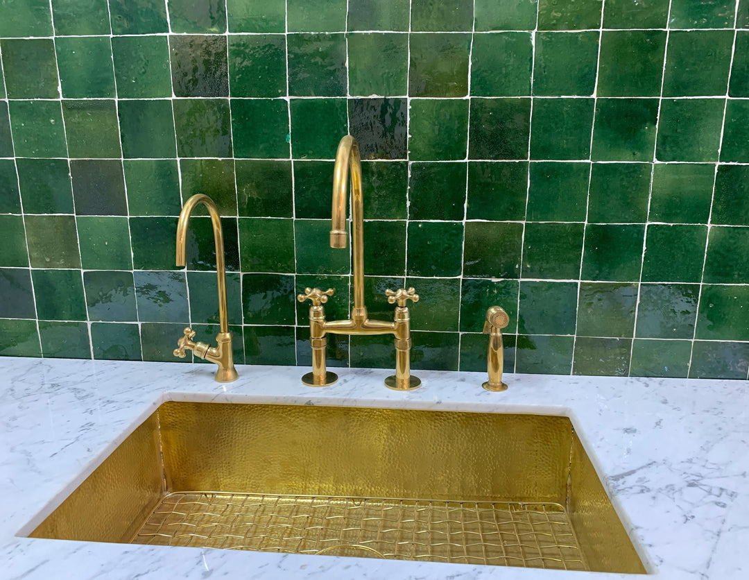 Unlacquered Brass Bridge Faucet With Cross Handles - Triazadesigns