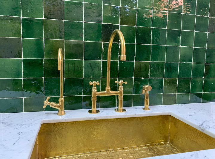 Unlacquered Brass Bridge Faucet With Cross Handles - Triazadesigns